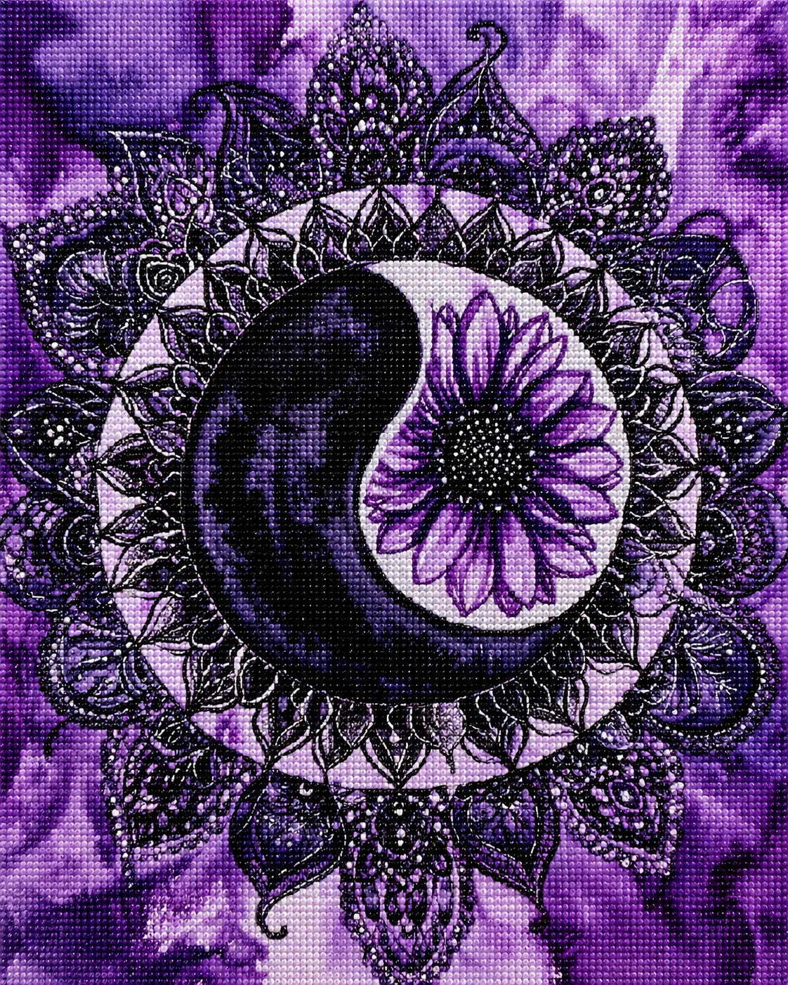 Yin and Yang Flowers Diamond Art Kit — diamond art kit canvas