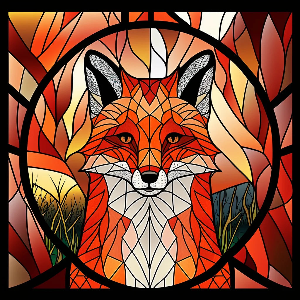 Abstract Face Red Fox Diamond Art Kit