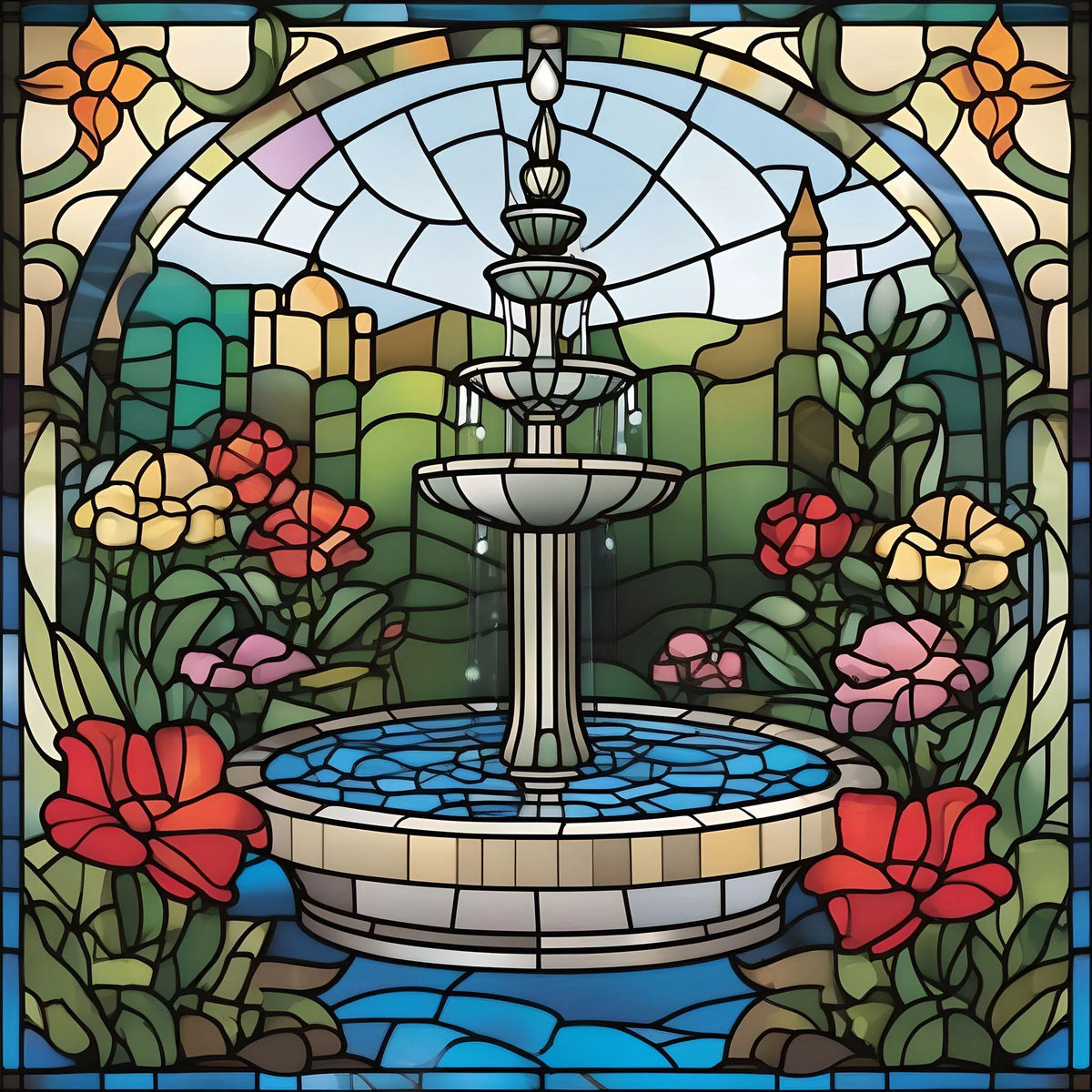 Abstract Flower Garden Waterfall Diamond Art Kit