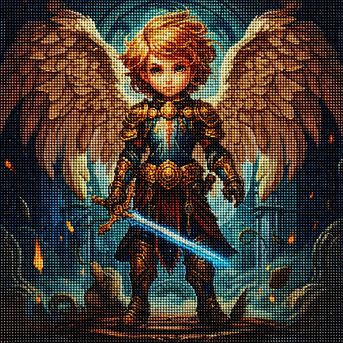 Young Warrior Angel Diamond Art Kit — diamond art kit canvas