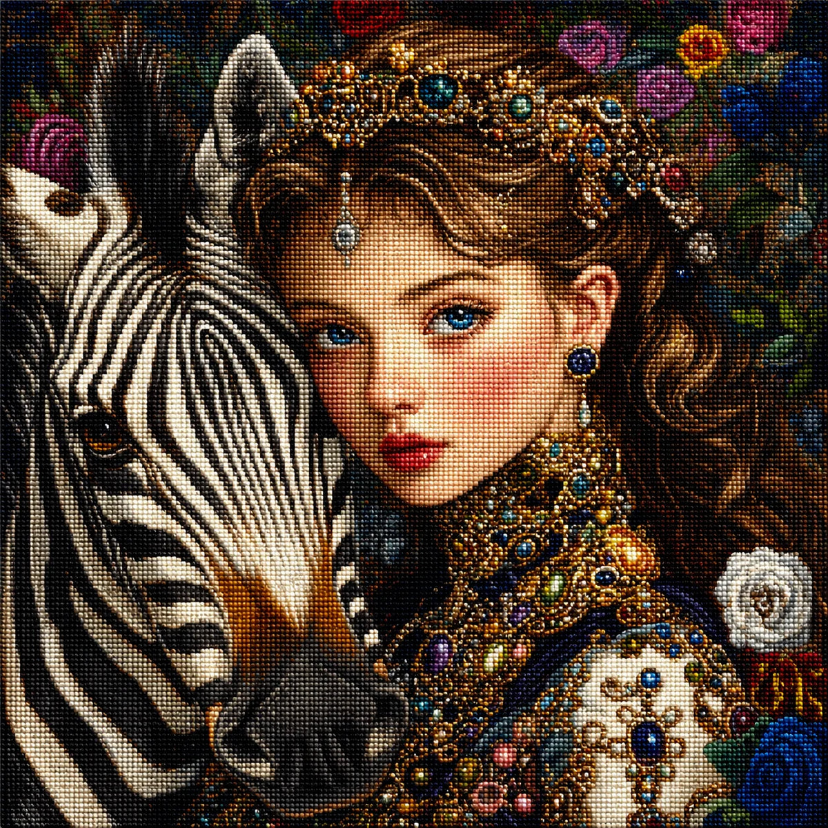 Young Princess and Zebra Diamond Art Kit — diamond art kit canvas