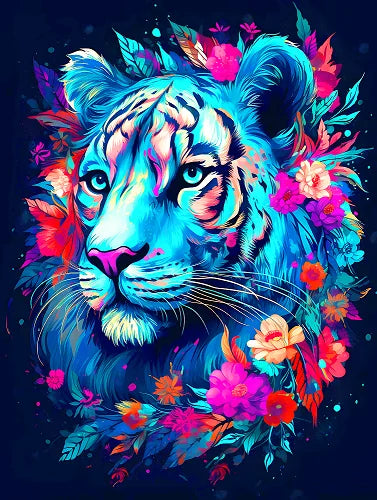 Abstract Flowered Tiger Diamond Art Kit