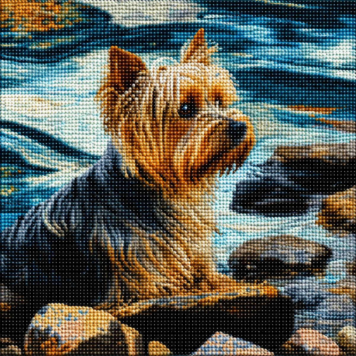 Yorkie By the Water Diamond Art Kit — diamond art kit canvas