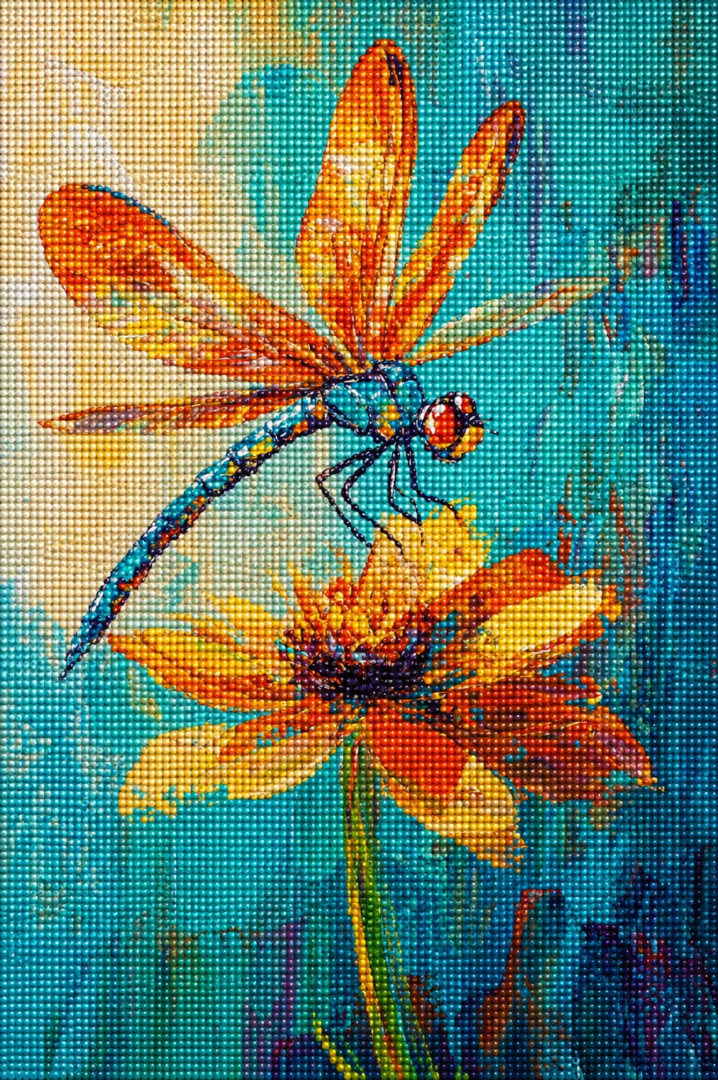 Yellow Wing and Flower Dragonfly Diamond Art Kit — diamond art kit canvas