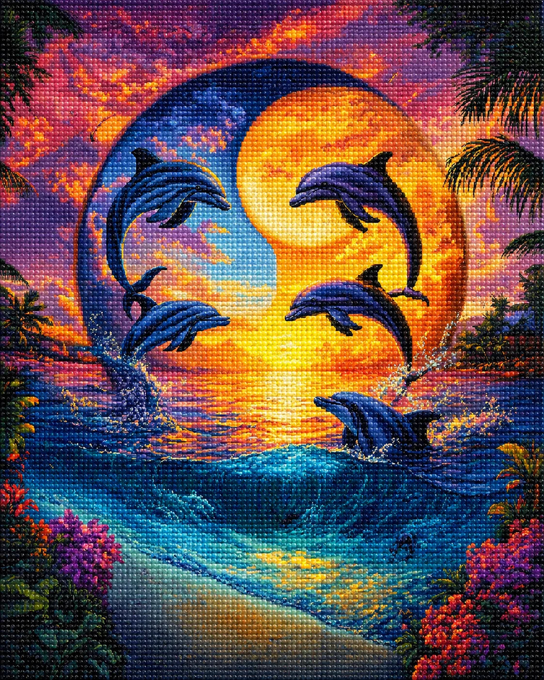 Yin and Yang Dolphins Diamond Art Kit — diamond art kit canvas