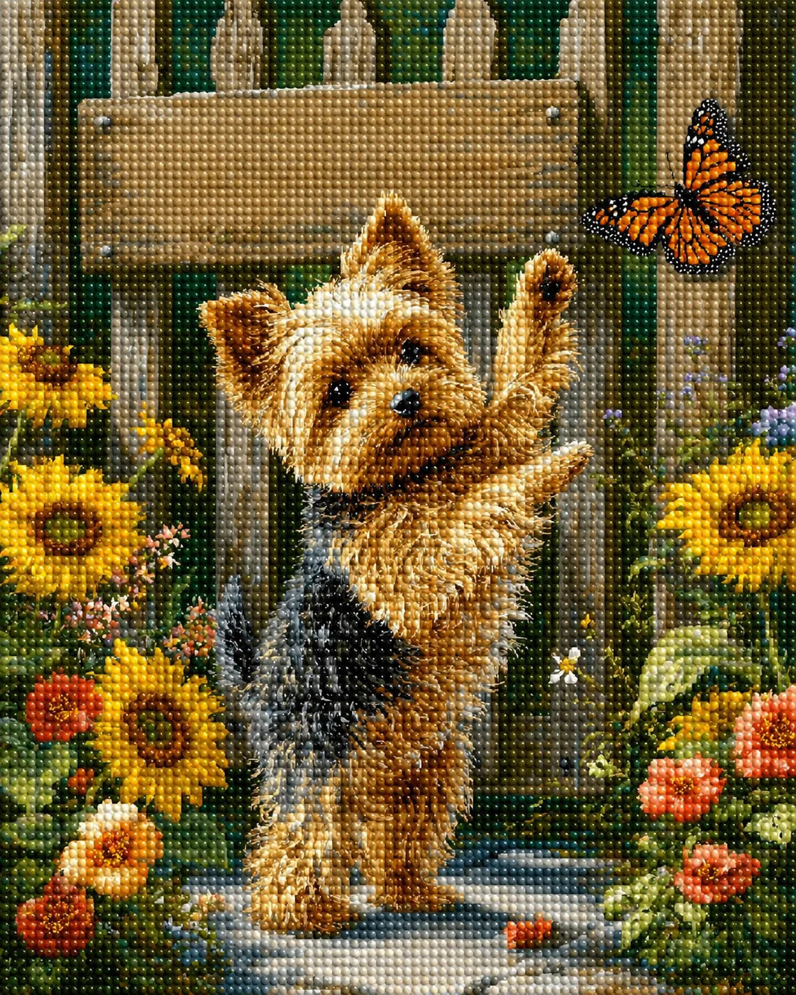 Yorkie and Butterfly Diamond Art Kit — diamond art kit canvas