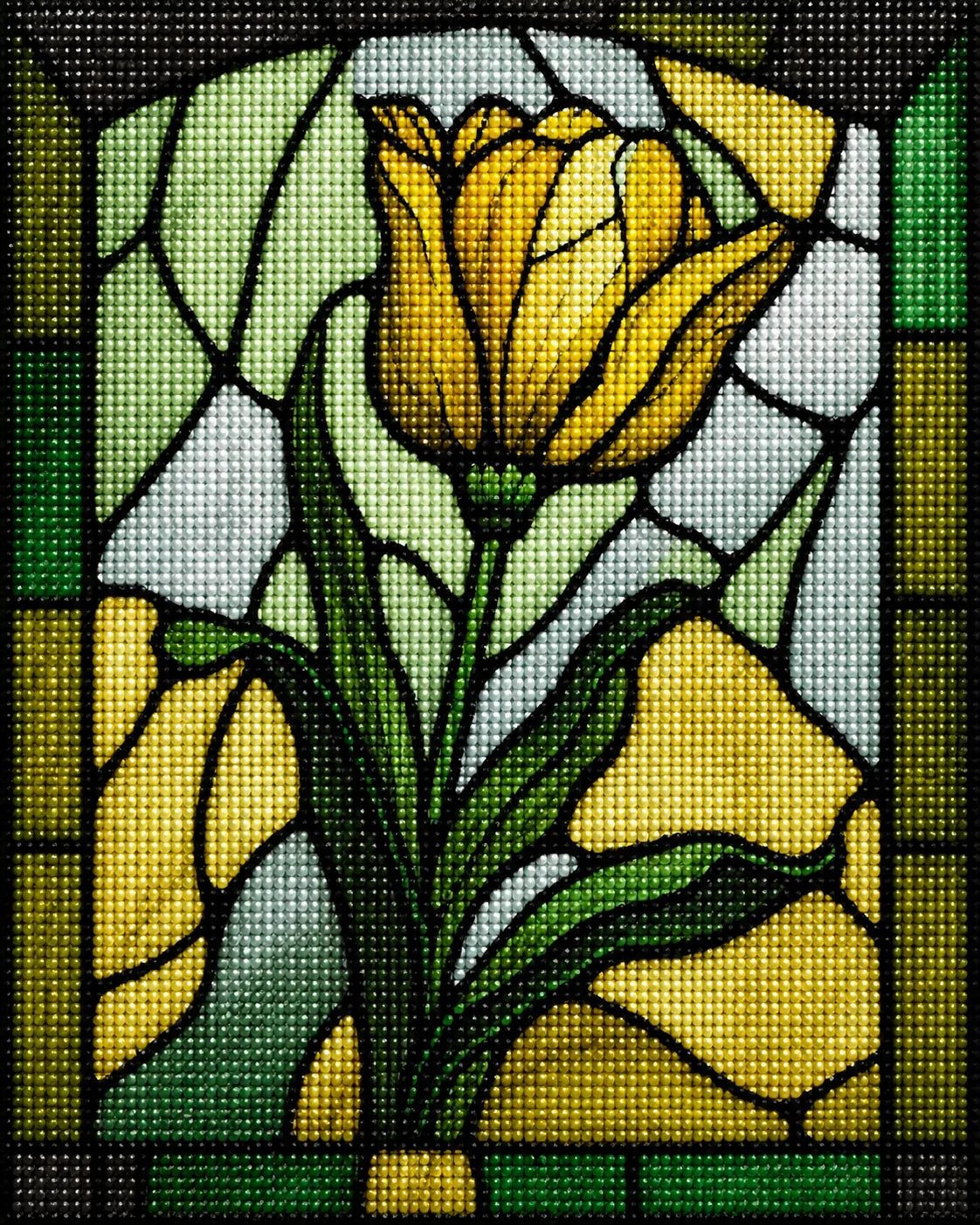 Yellow Tulip Abstract Panel Diamond Art Kit — diamond art kit canvas