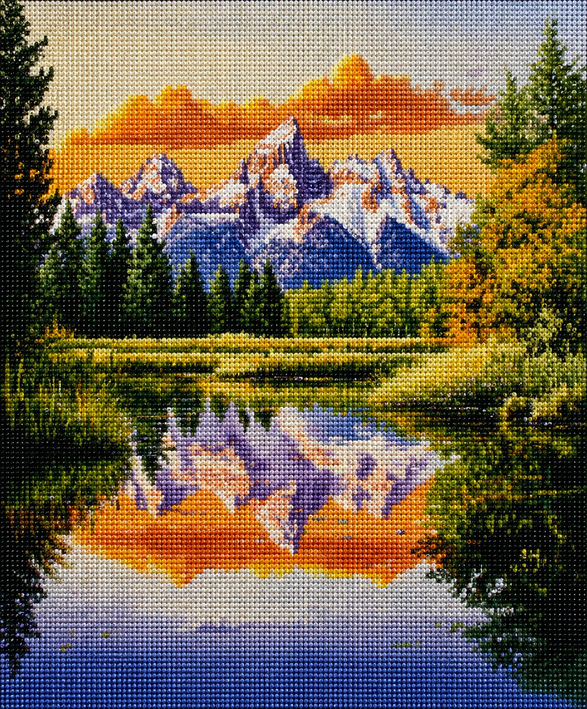 Yellow Sky Mountain Reflection Diamond Art Kit — diamond art kit canvas