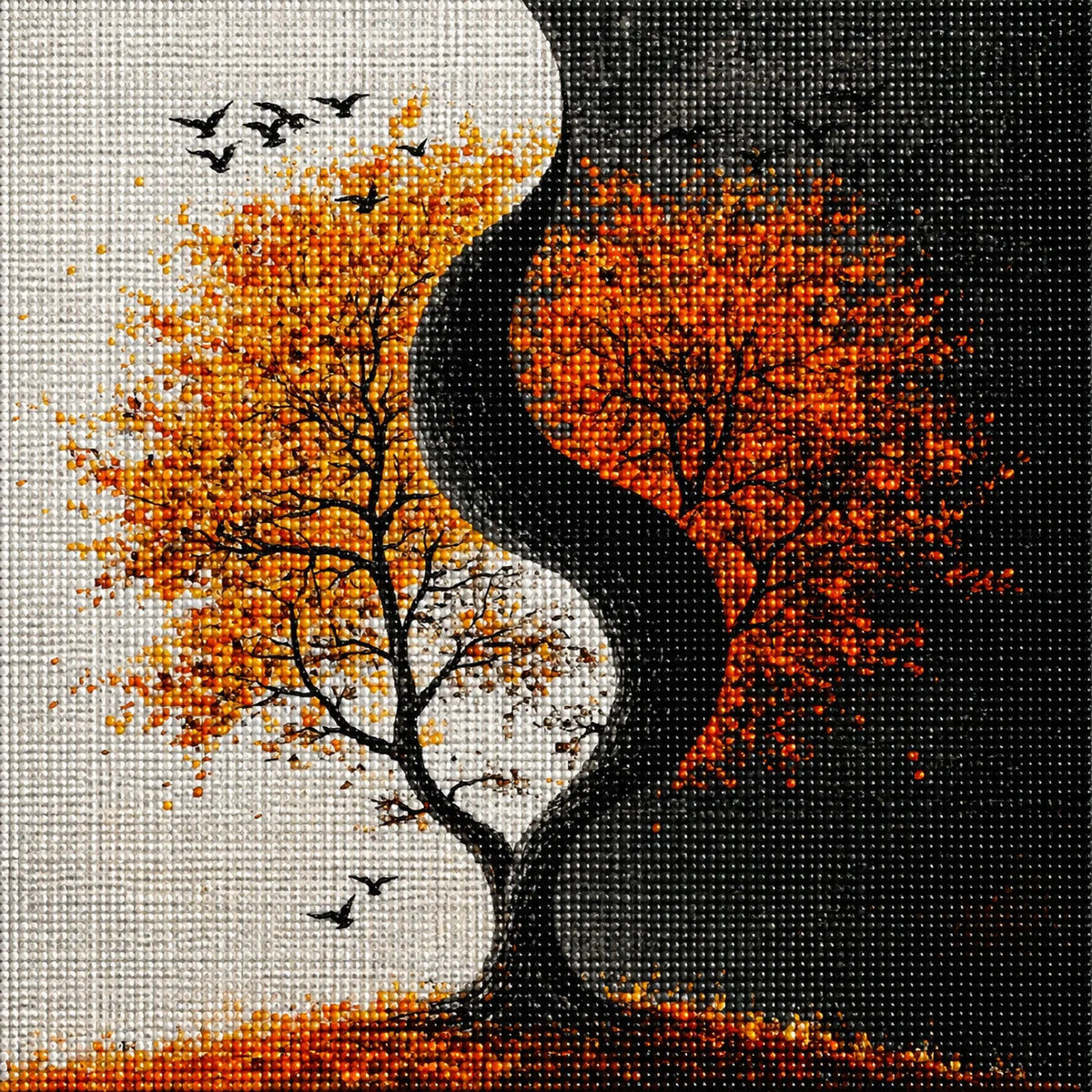Yin and Yang Dark Tree Diamond Art Kit — diamond art kit canvas