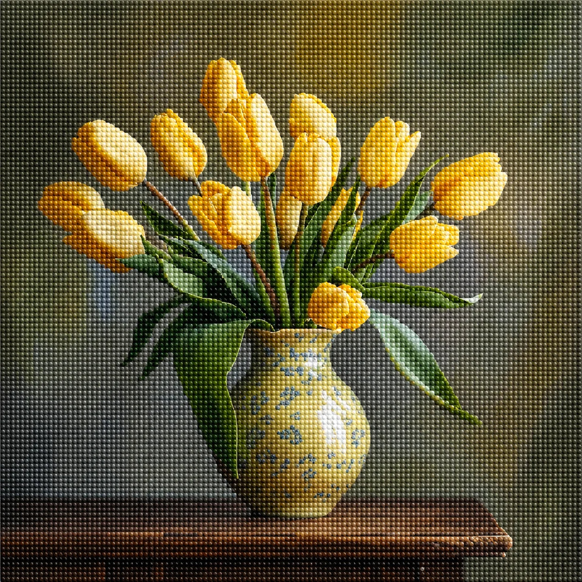 Yellow Tulips on a Wood Table Diamond Art Kit — diamond art kit canvas