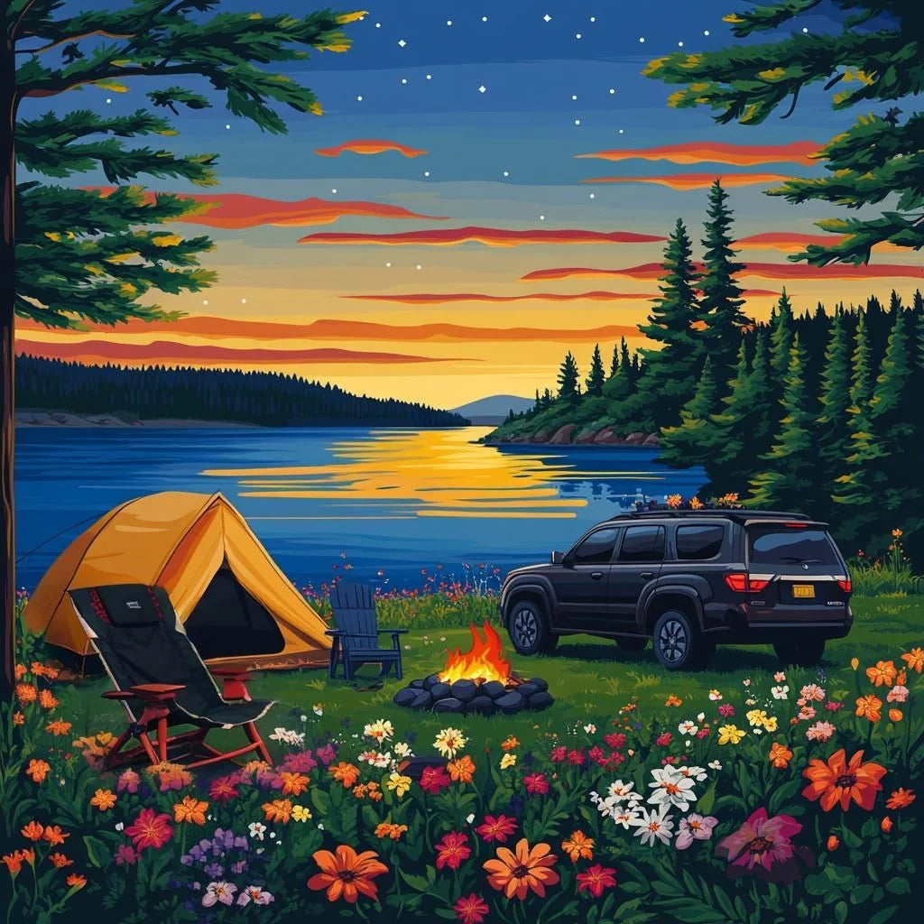 Yellow Sky Campsite Diamond Art Kit