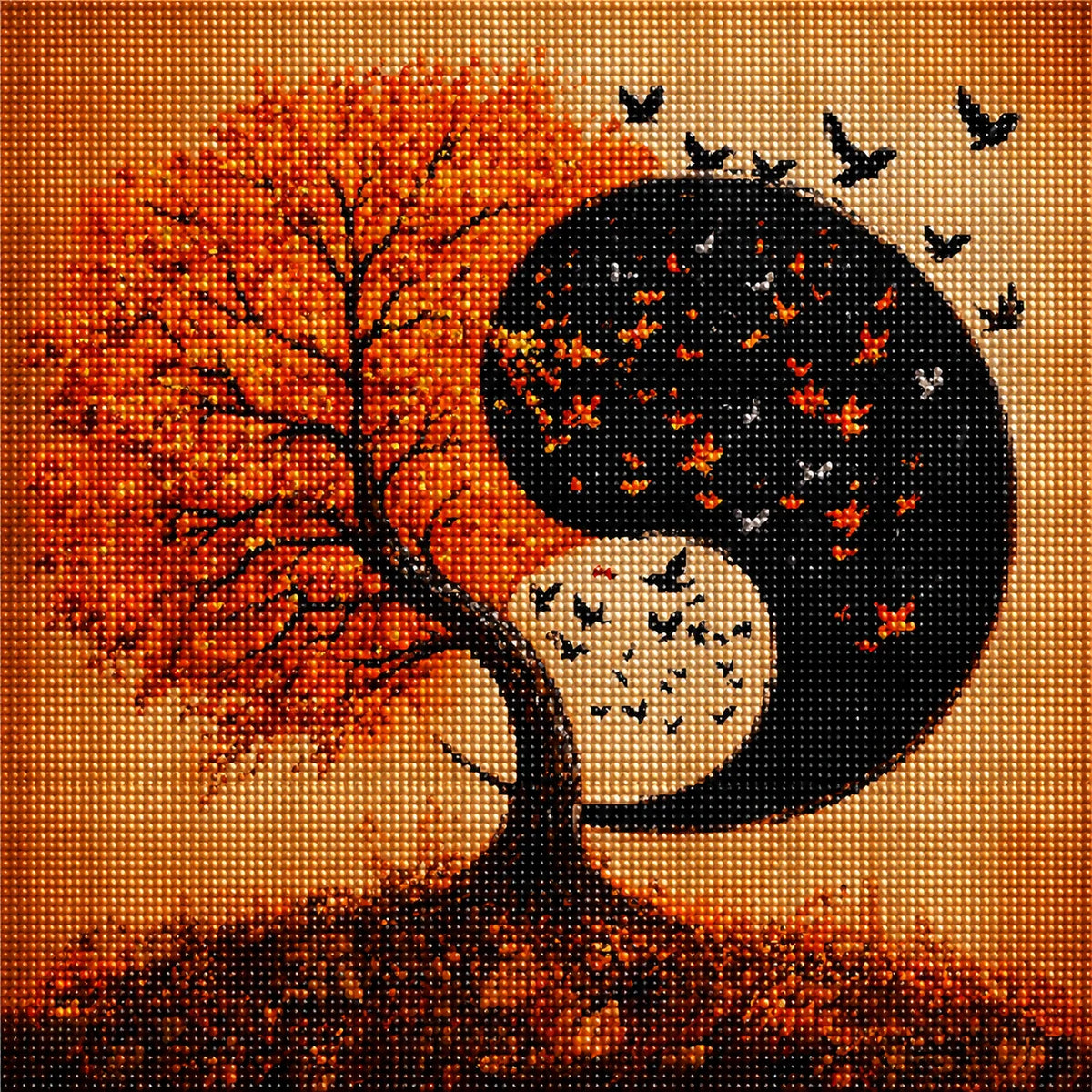 Yin and Yang Birds and Trees Diamond Art Kit — diamond art kit canvas