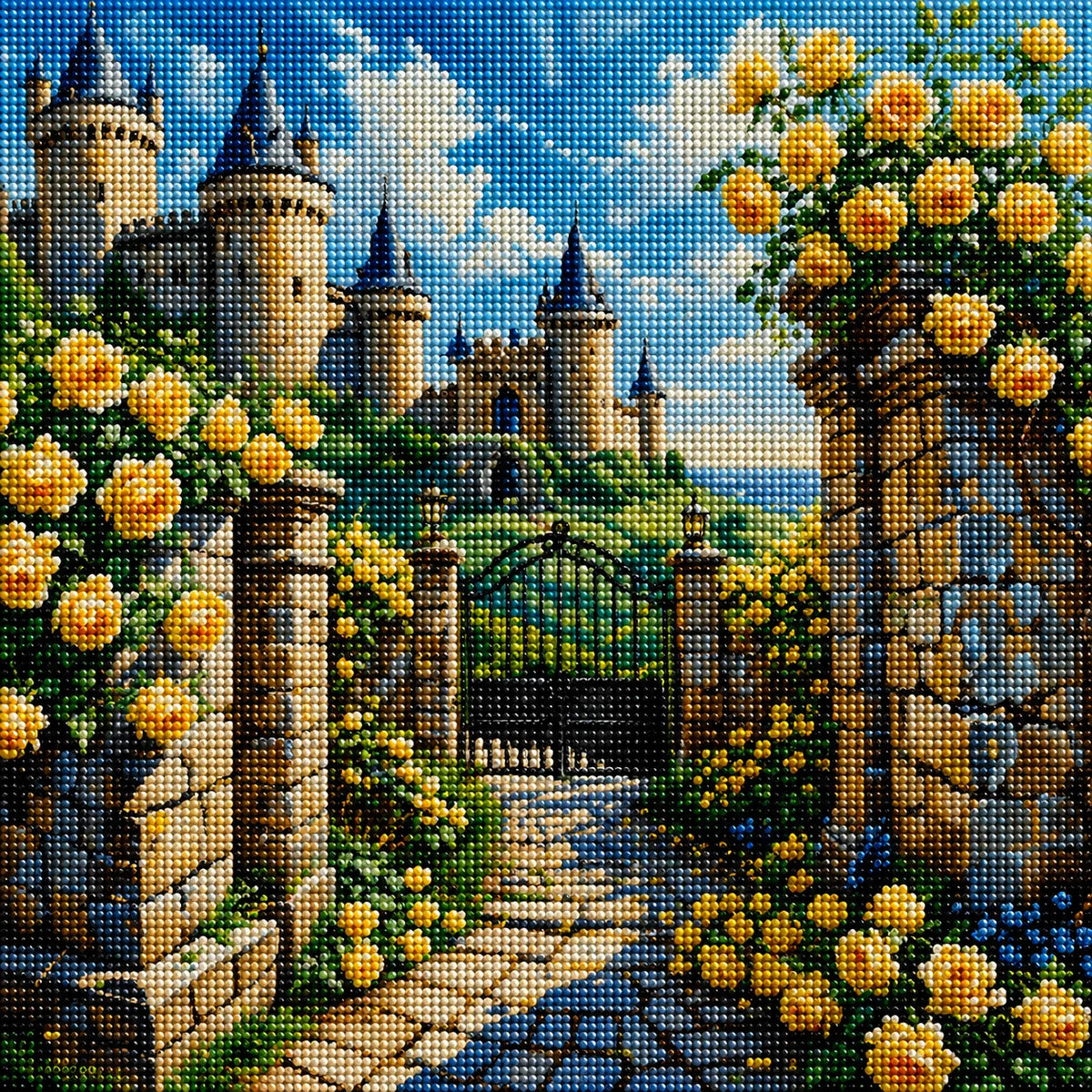 Yellow Rose Castle Diamond Art Kit — diamond art kit canvas
