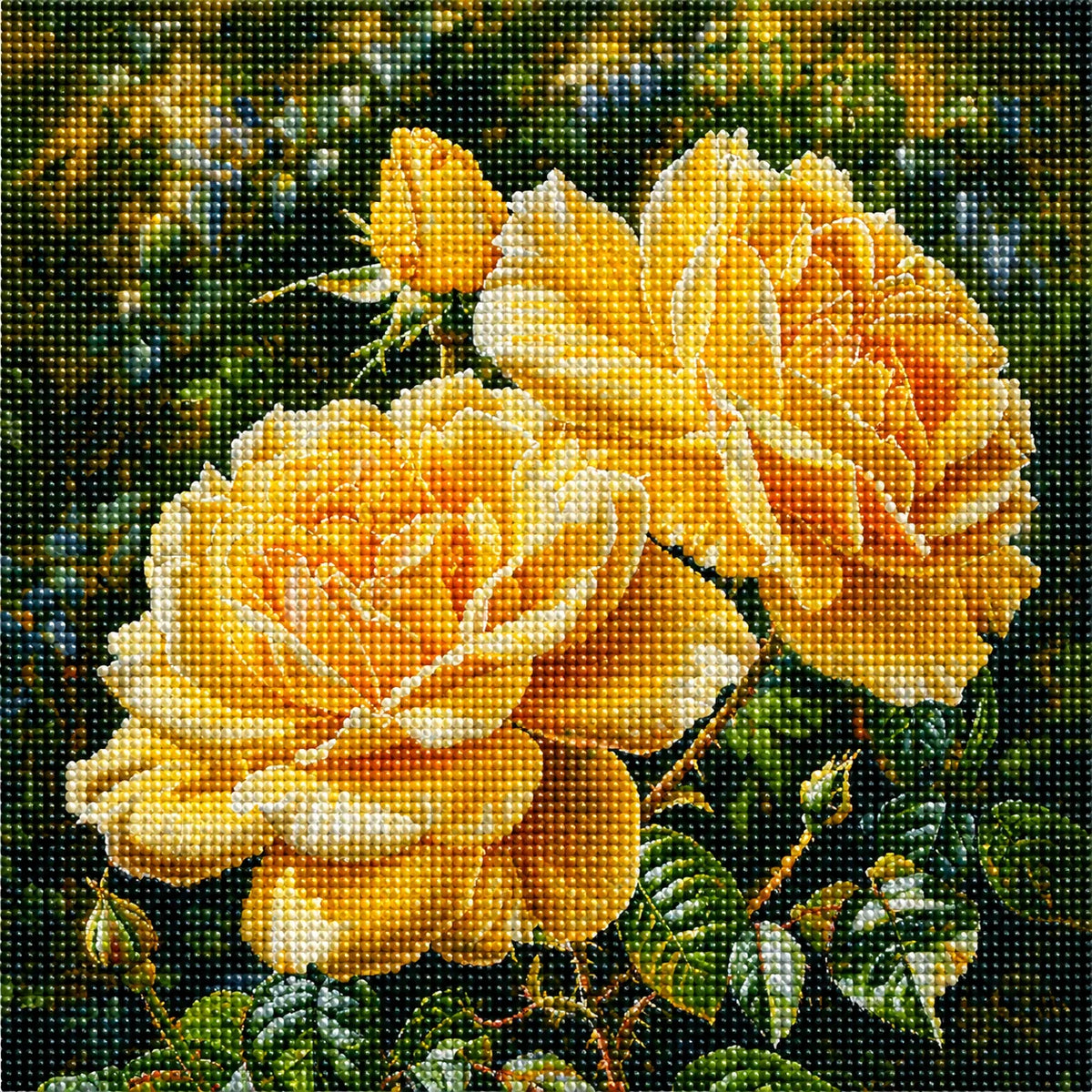 Yellow Rose Bush Diamond Art Kit — diamond art kit canvas