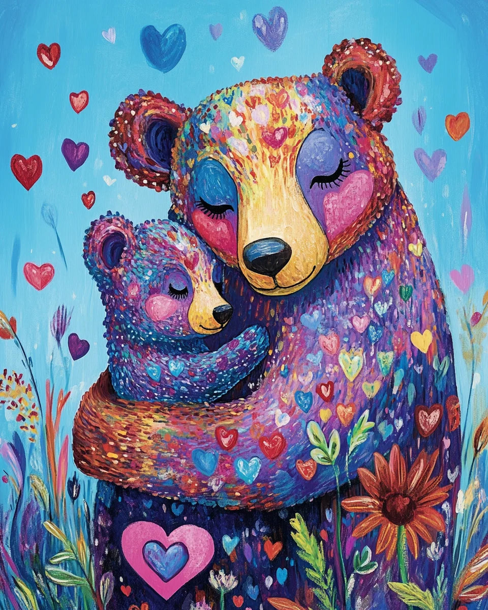 Abstract Hearts and Bears Diamond Art Kit — diamond art kit canvas