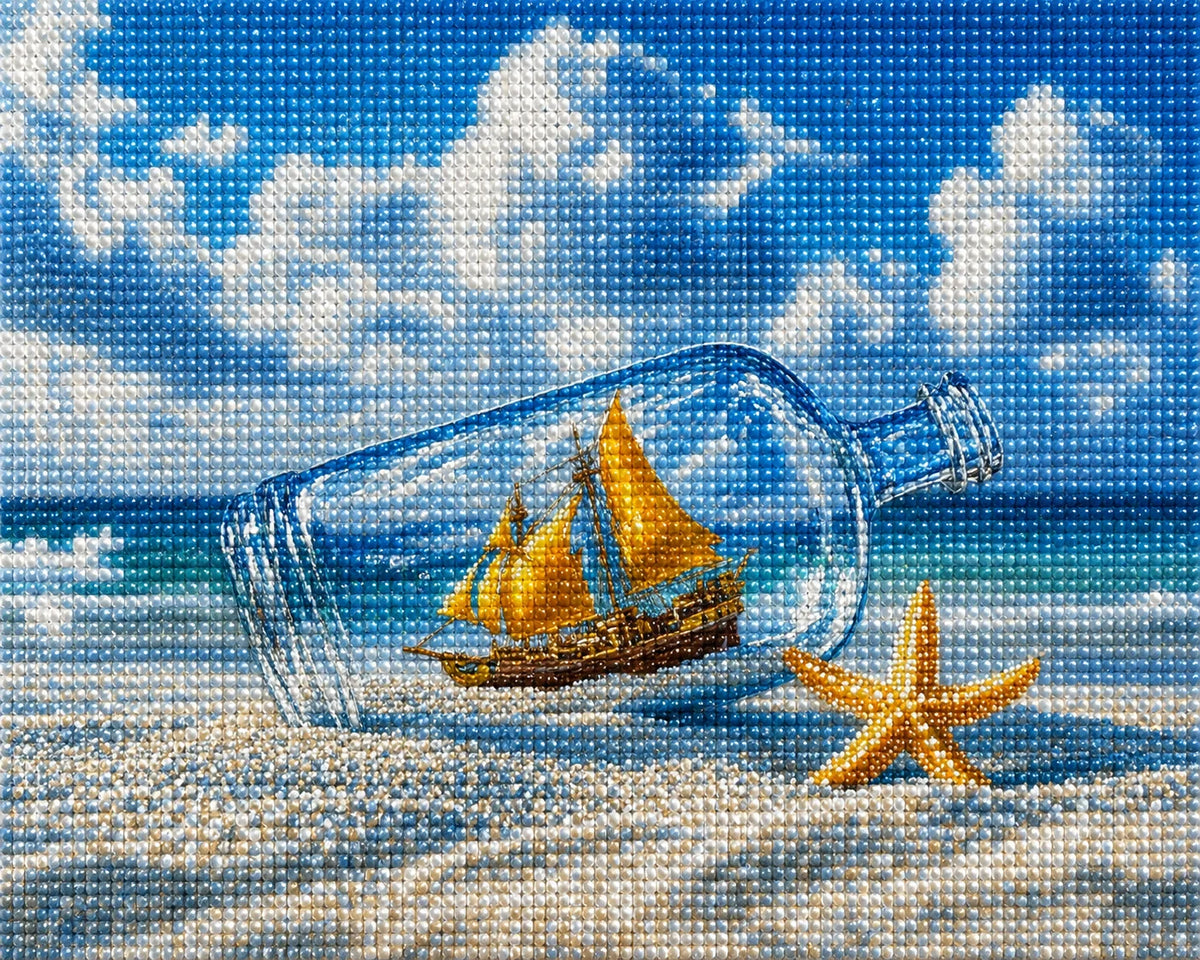 Yellow Ship in a Bottle Diamond Art Kit — diamond art kit canvas