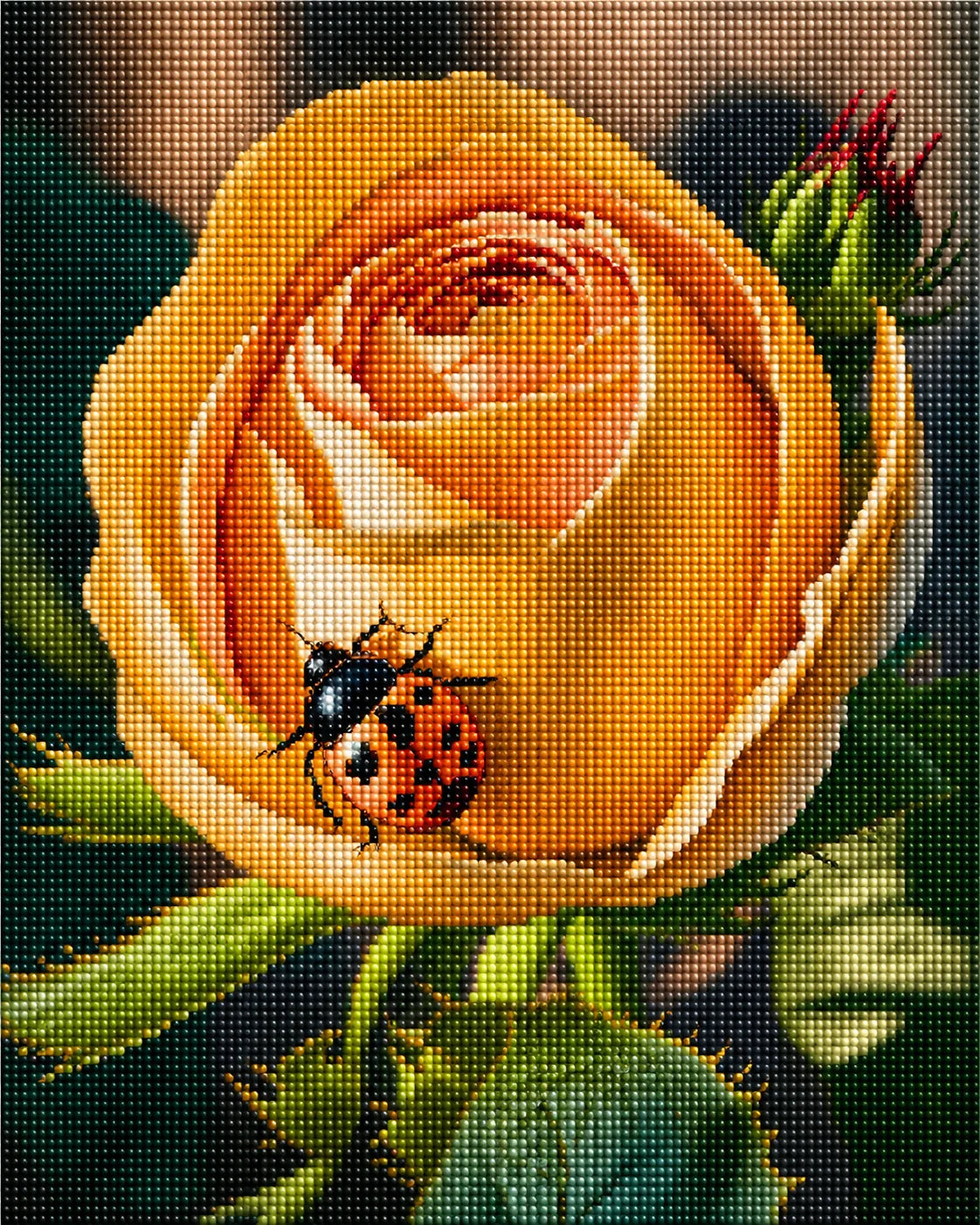 Yellow Rose and Lady Bug Diamond Art Kit — diamond art kit canvas