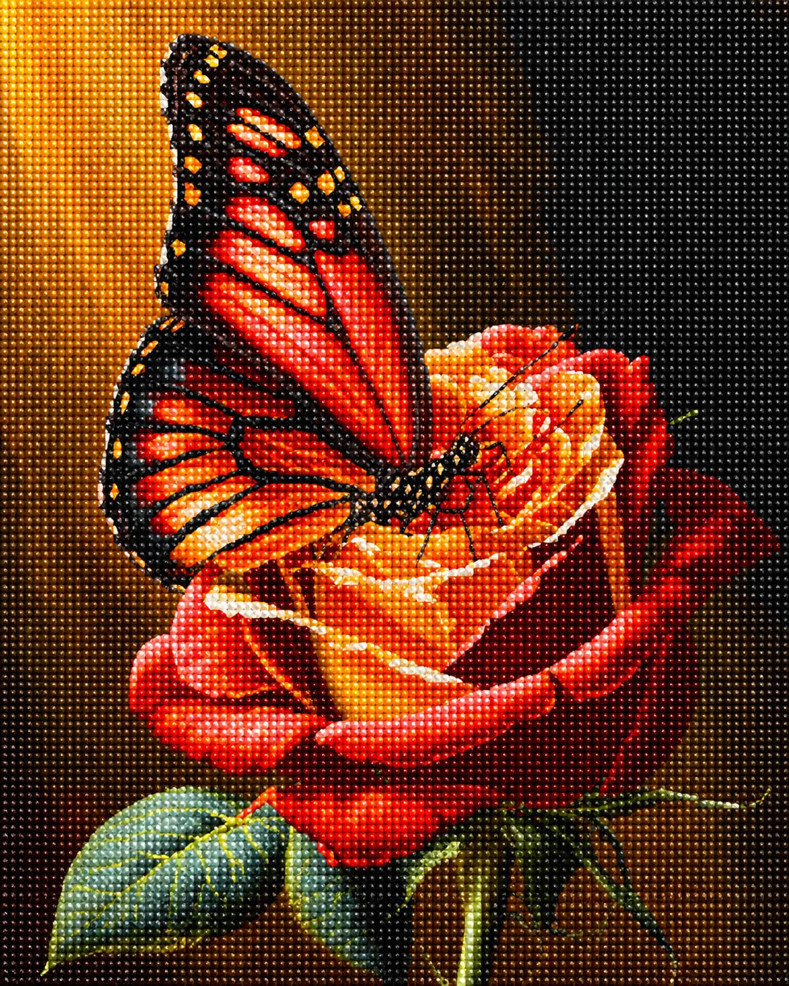 Yellow and Red Rose Butterfly Diamond Art Kit — diamond art kit canvas