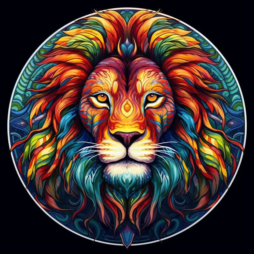 Abstract Lion Mandala Circle Diamond Art Kit — diamond art kit canvas