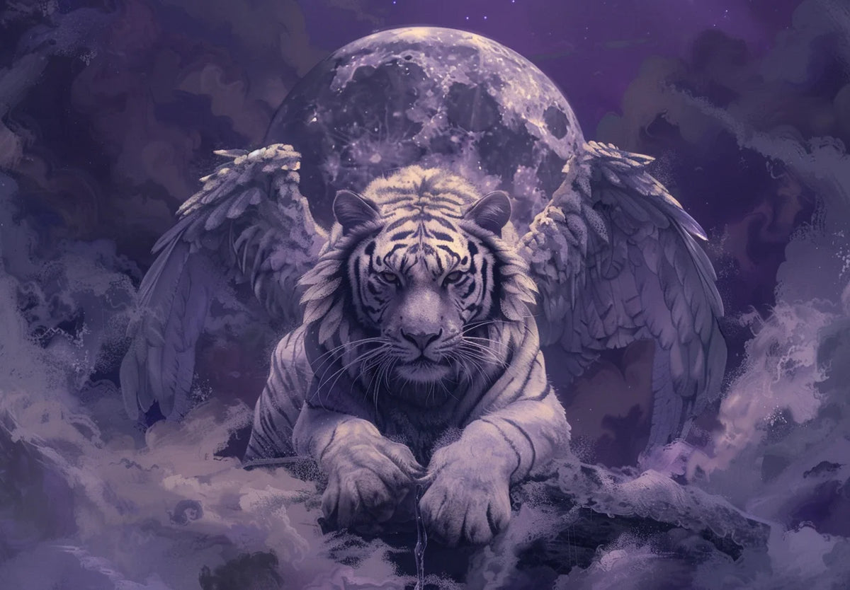Abstract Light Purple Winged Tiger Diamond Art Kit — diamond art kit canvas