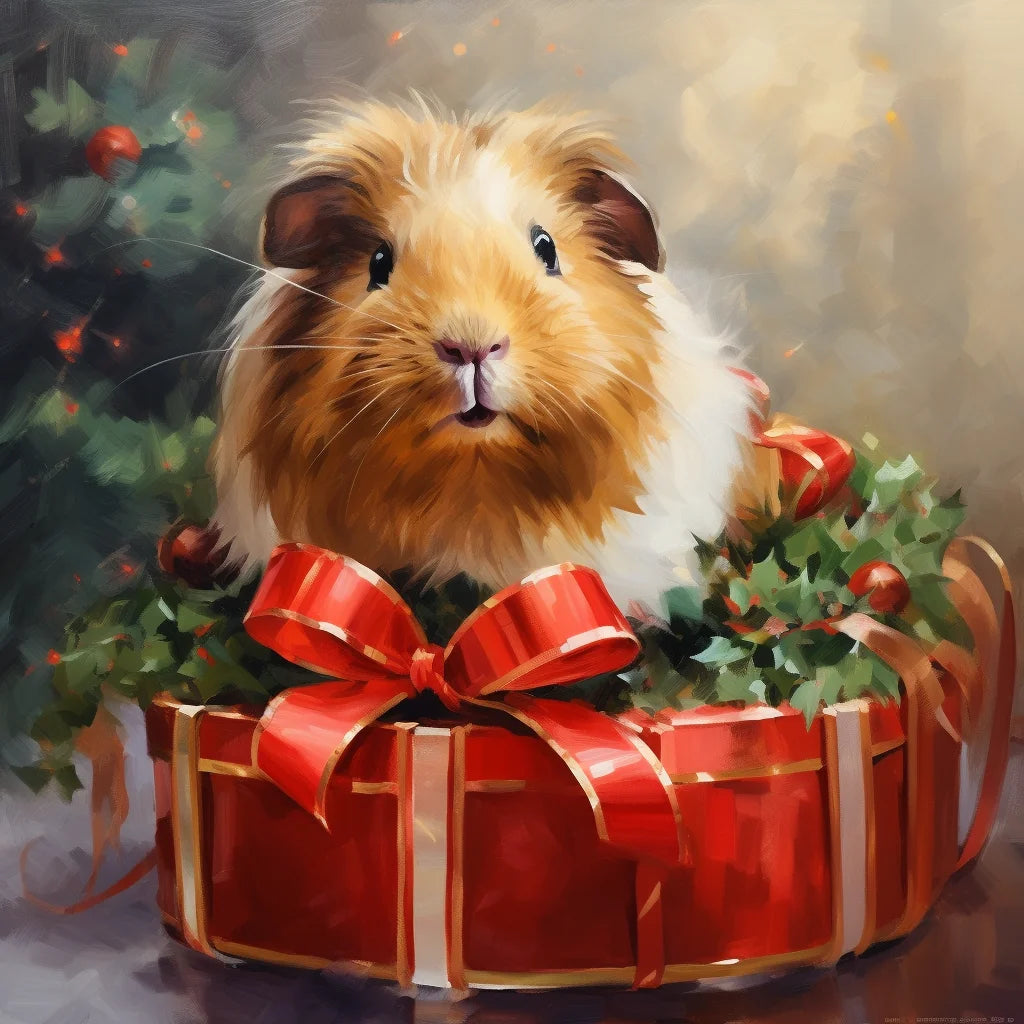 Christmas Box Guinea Pig Diamond Art Kit