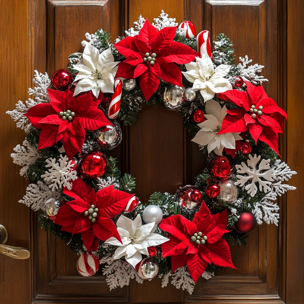Brown Door Poinsettia Wreath Diamond Art Kit