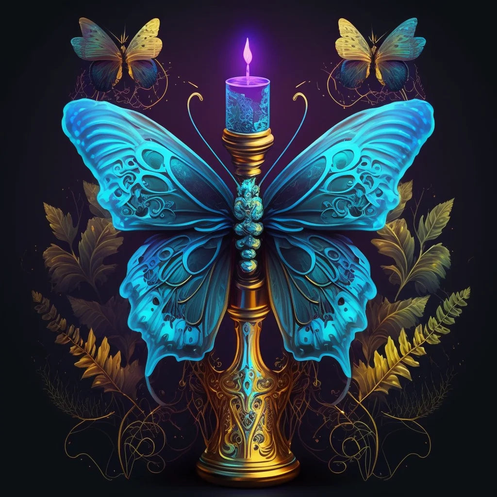 Blue Butterfly Candle Diamond Art Kit