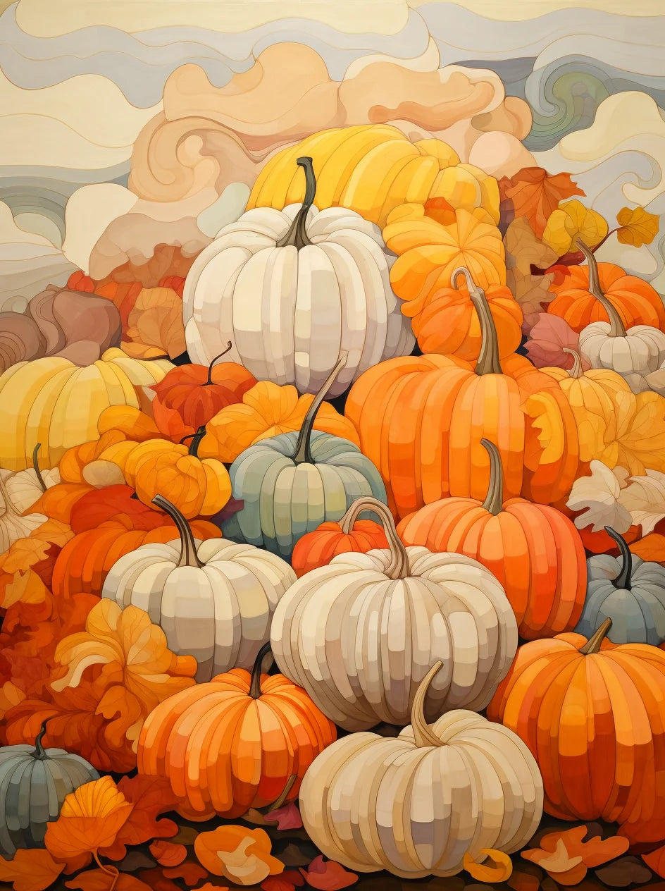 Abstract Pumpkin Field Diamond Art Kit