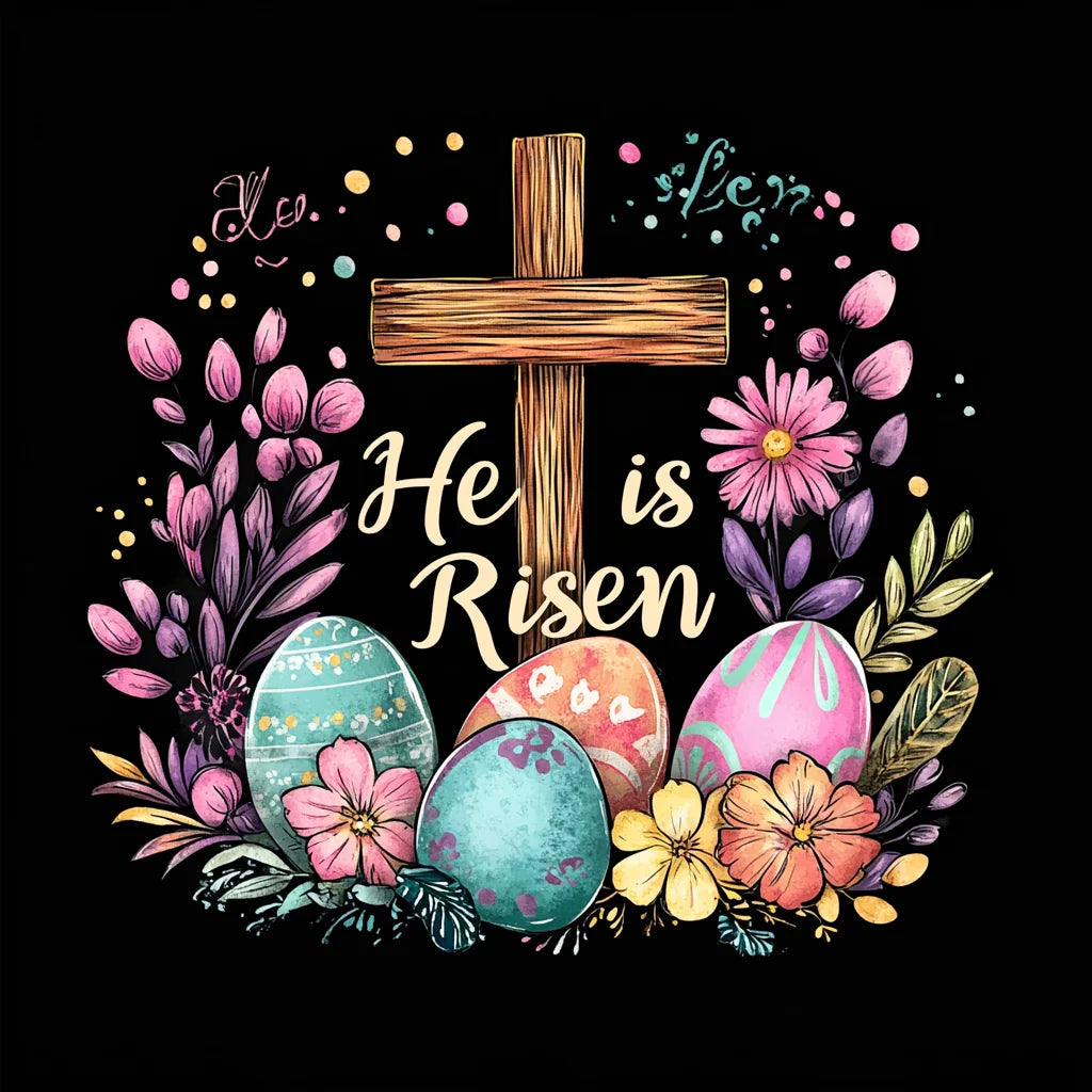 Wooden Cross He Is Risen Diamond Art Kit