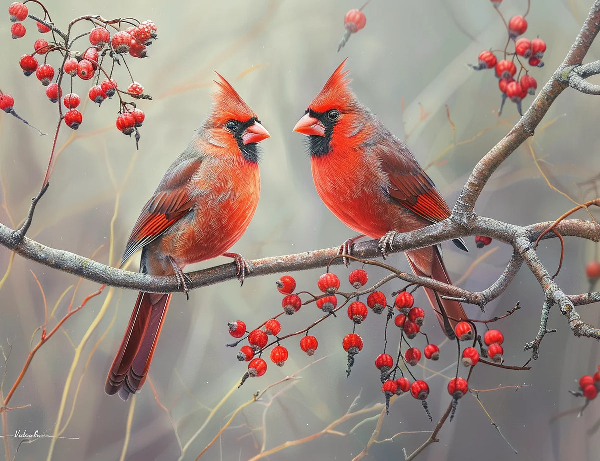 Cardinals In The Mist Diamond Art Kit