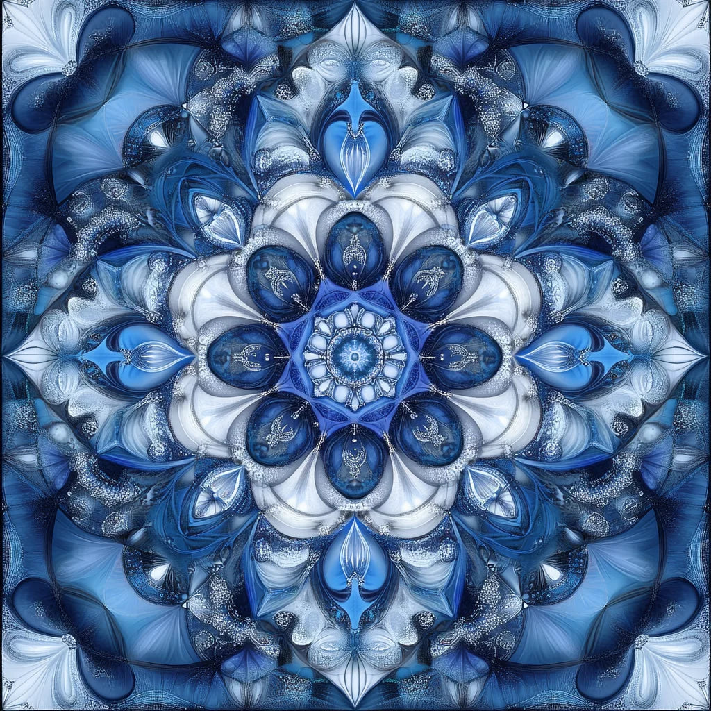 Blue Grey Flower Mandala Diamond Art Kit