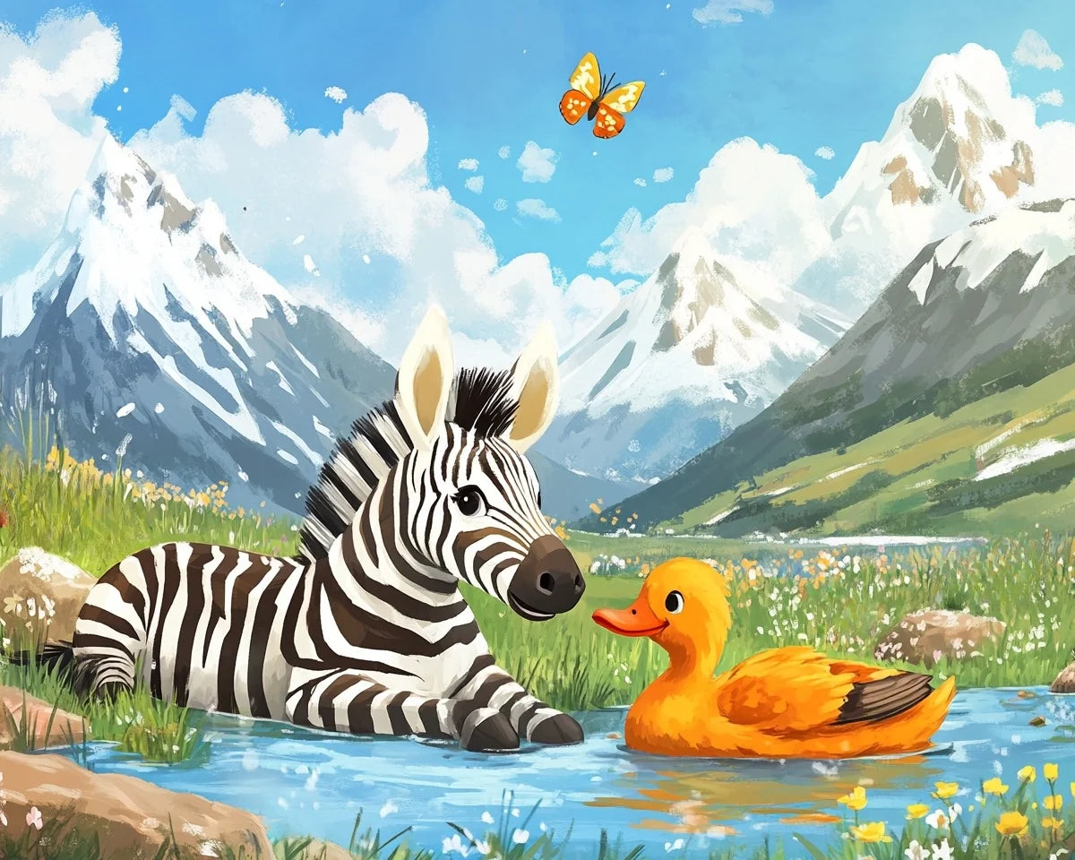 Cartoon Duck Zebra Diamond Art Kit