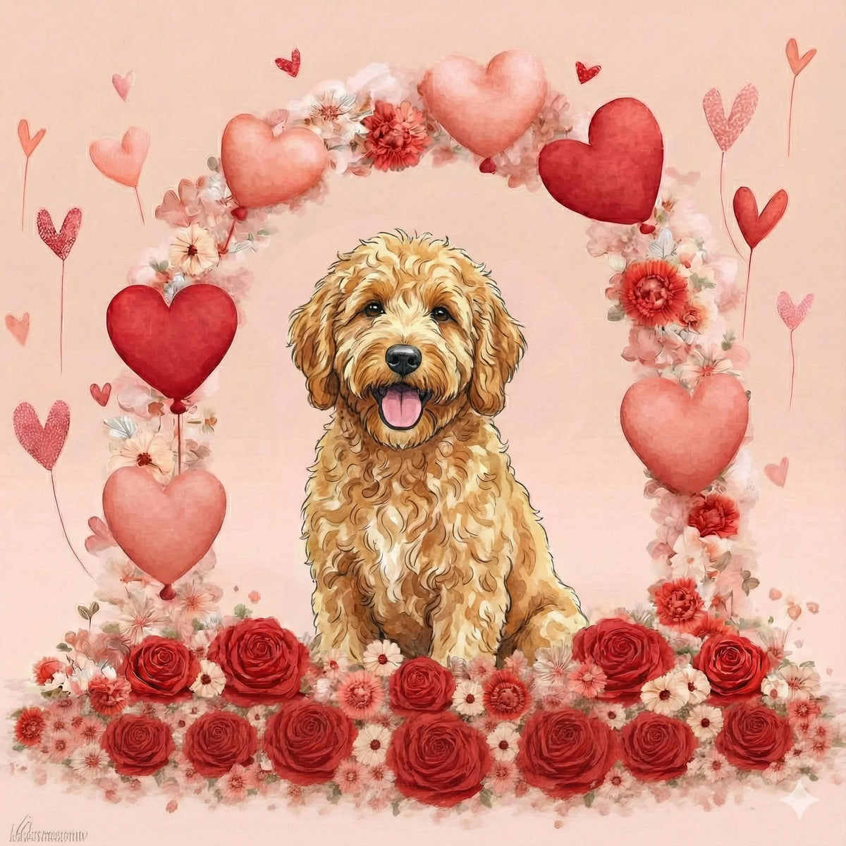 Happy Valentines Day Golden Noodle Diamond Art Kit