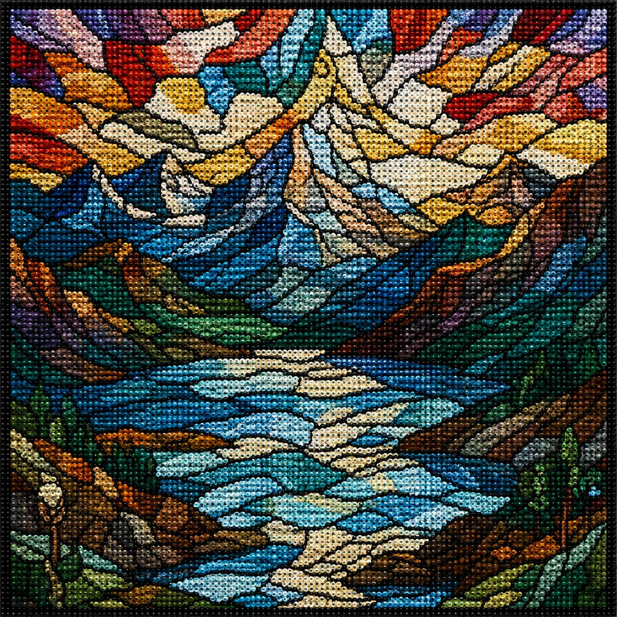Abstract Mountain And Lake Diamond Art Kit