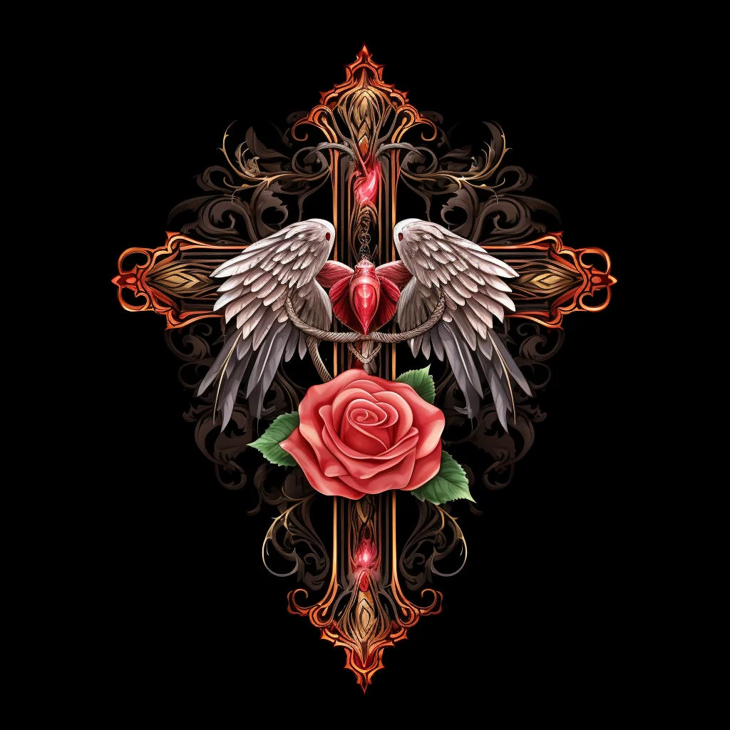 Angelwings Rose Cross Diamond Art Kit