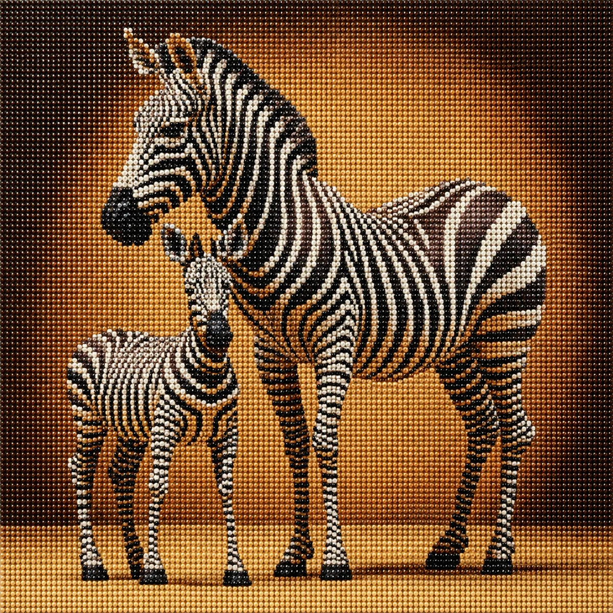 Abstract Mother And Baby Zebra Diamond Art Kit