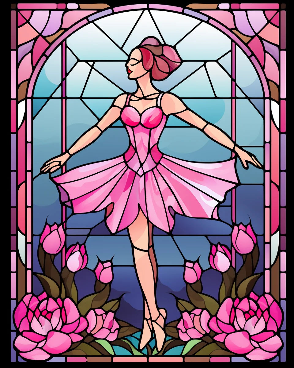 Abstract Pink Ballet Dancer Diamond Art Kit