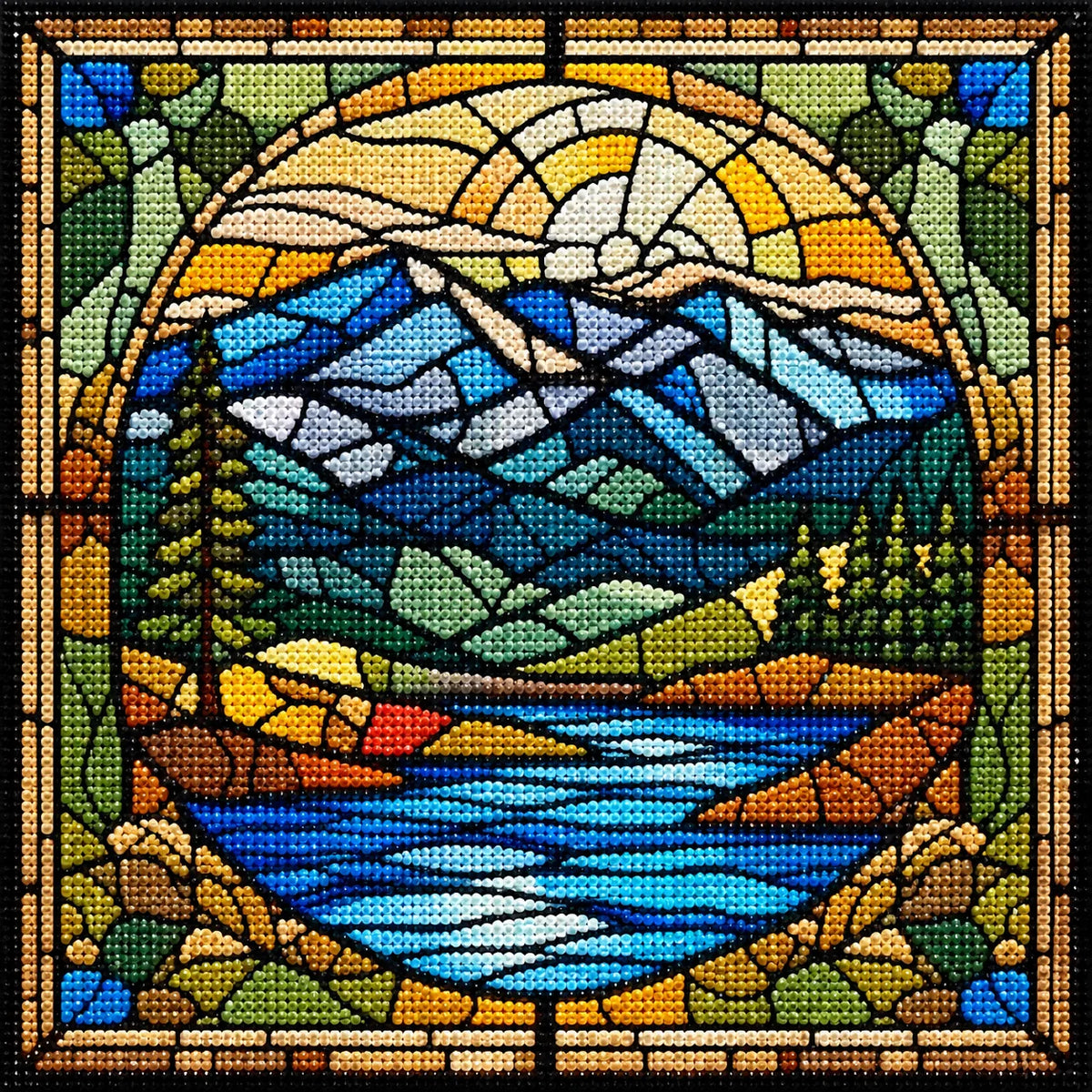 Abstract Mountain Lake Diamond Art Kit
