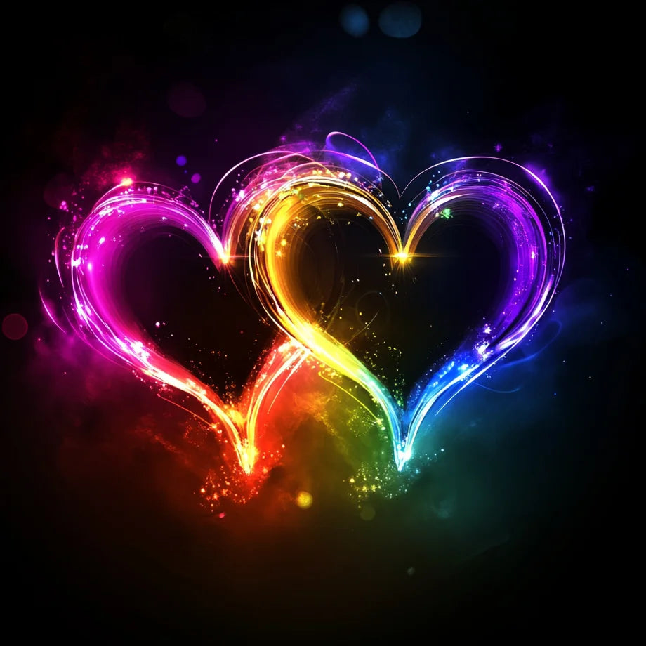 Bright Glowing Rainbow Hearts Diamond Art Kit
