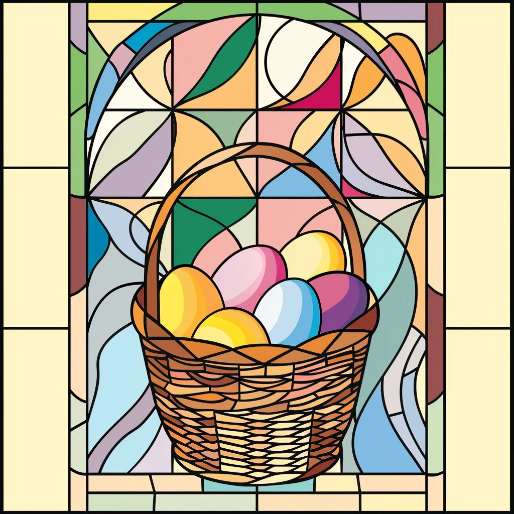 Abstract Window Easter Egg Basket Diamond Art Kit