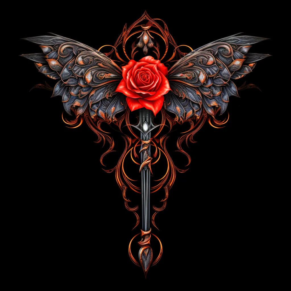 Brown Grey Wing Rose Cross Diamond Art Kit
