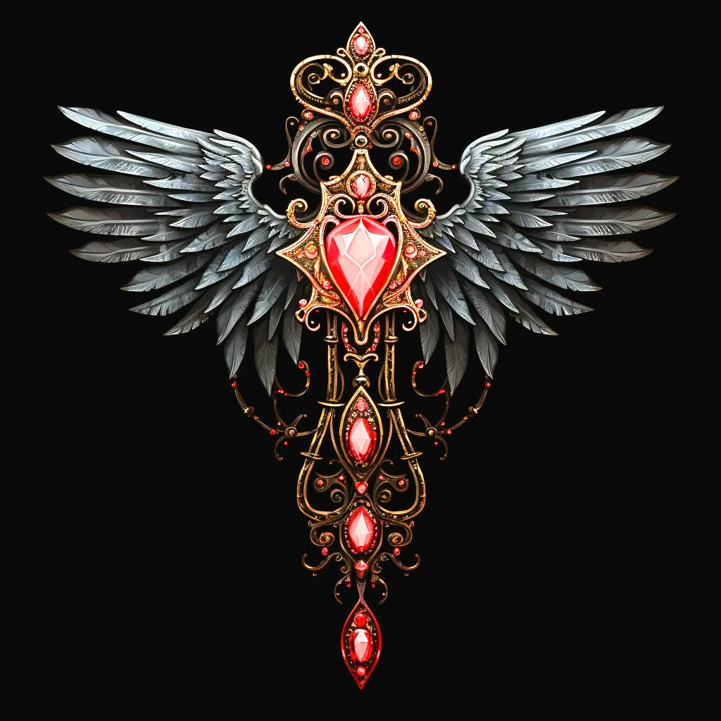 Grey Wing Red Jewel Cross Diamond Art Kit