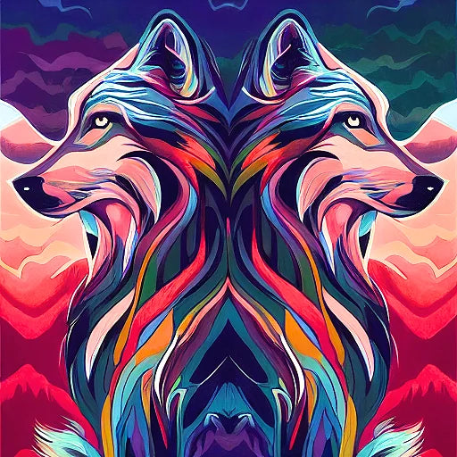 Two Wolf Abstract Diamond Art Kit
