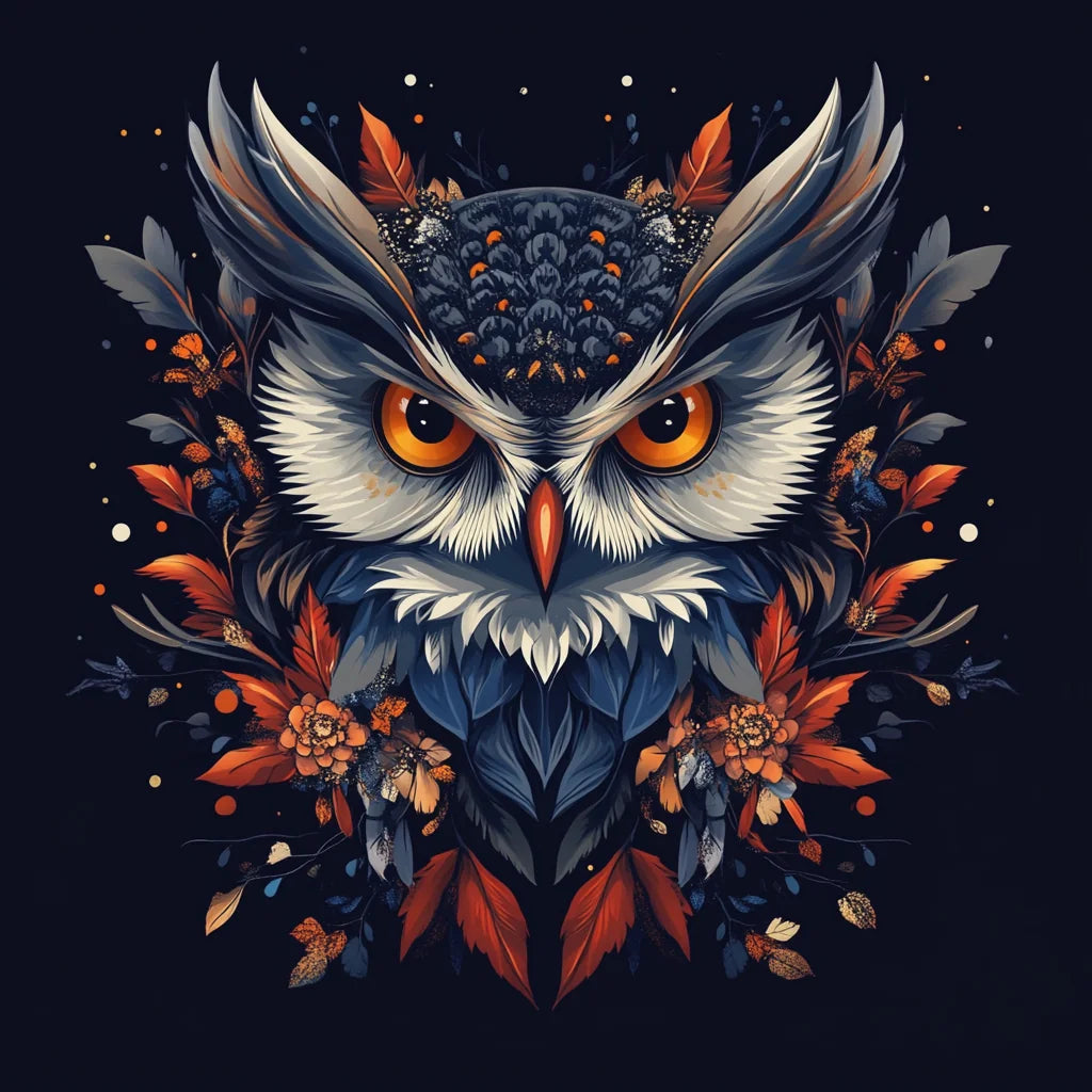 Owl In Fall Leaves Diamond Art Kit