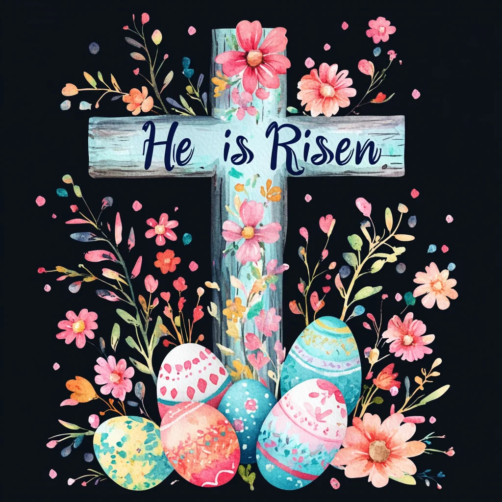 Cross And Flowers Easter Diamond Art Kit