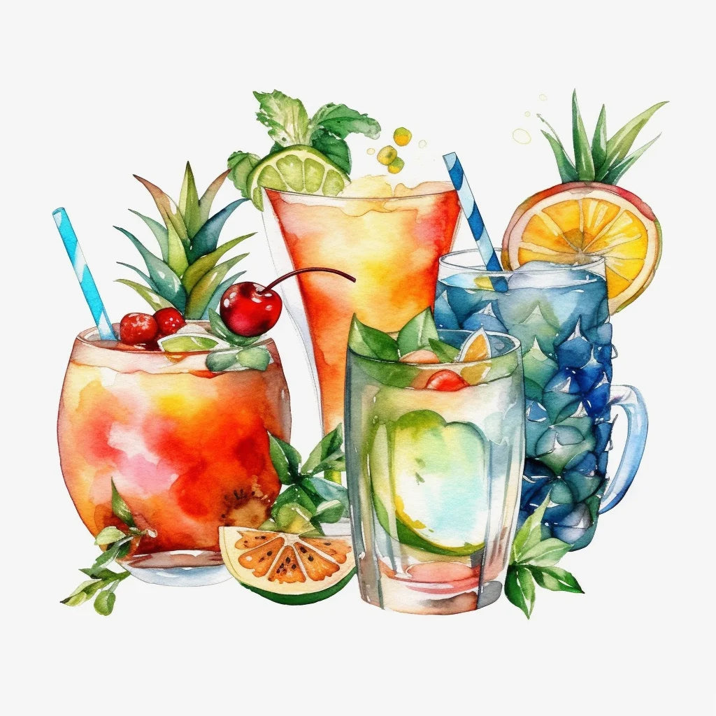 Tropical Drinks Watercolor Diamond Art Kit