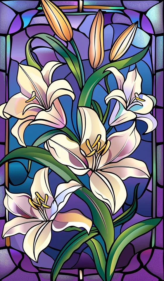 Purple Border Lily Abstract Diamond Art Kit