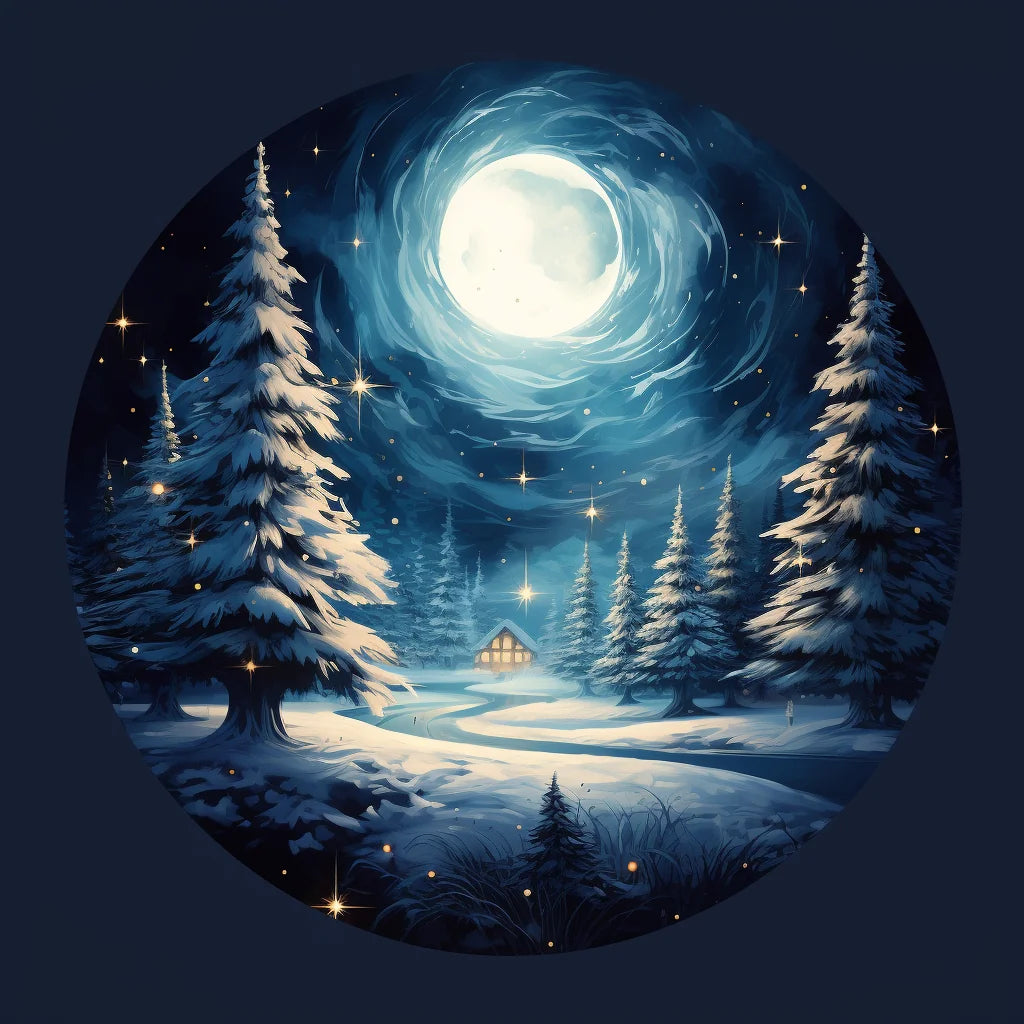 Full Moon Lighted Cabin Diamond Art Kit