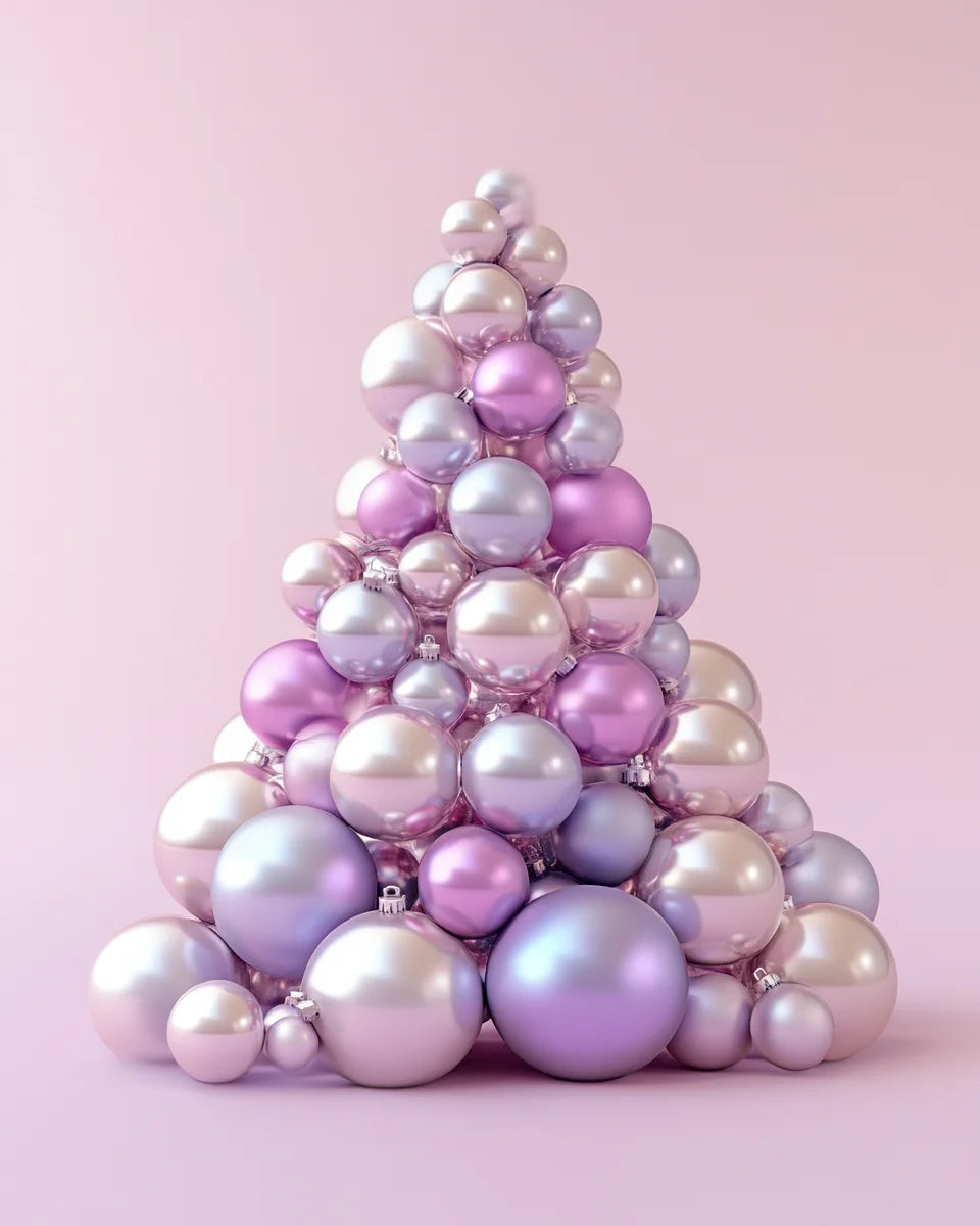 Purple Pink Christmas Ball Tree Diamond Art Kit