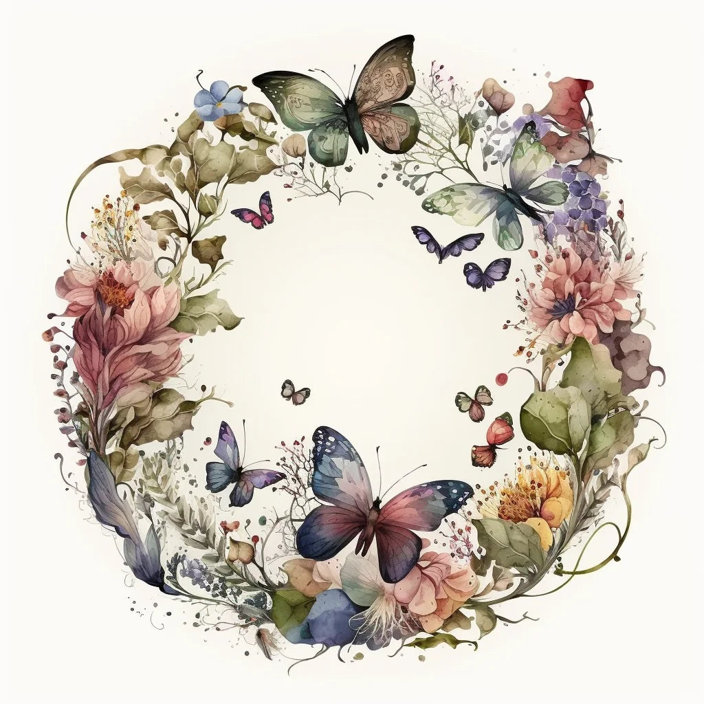 Butterflies And Flower Wreath Diamond Art Kit